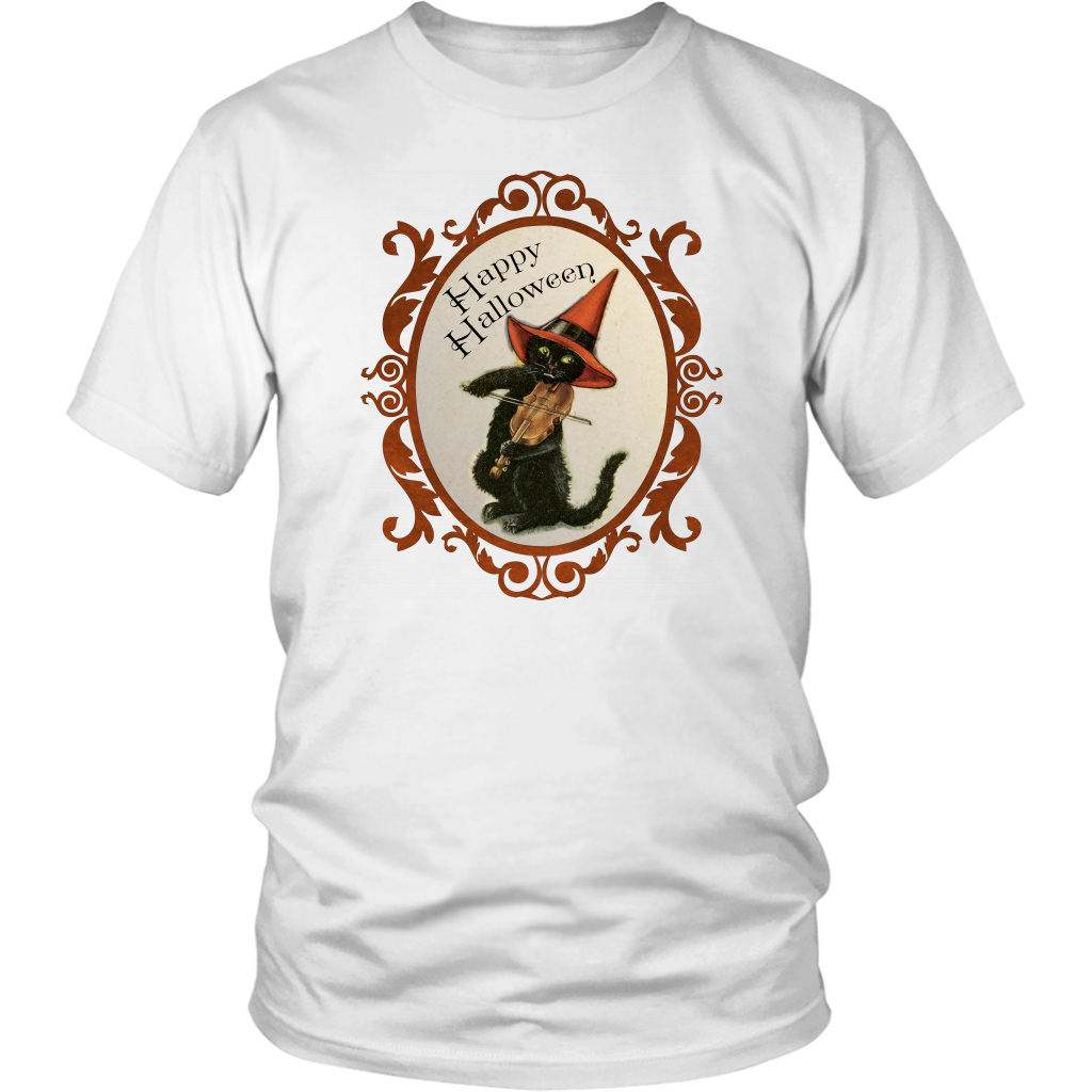 Happy Halloween Vintage Cat and Fiddle T-Shirt for Men, Women and Toddlers