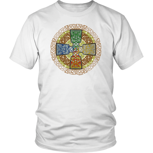 Celtic Art Cross in Elemental - Single-line Celtic Knot Unisex T-shirt