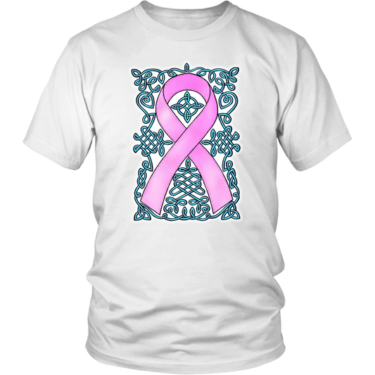 Celtic Knot Art Awareness Ribbon - Pink-Turquoise Unisex T-Shirt