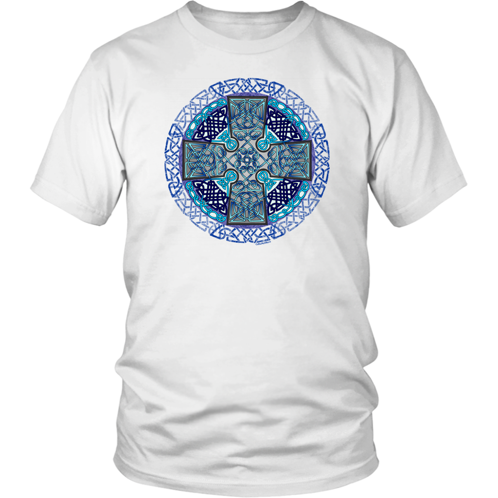 Celtic Art Cross in Blue - Single-line Celtic Knot Unisex T-shirt ...