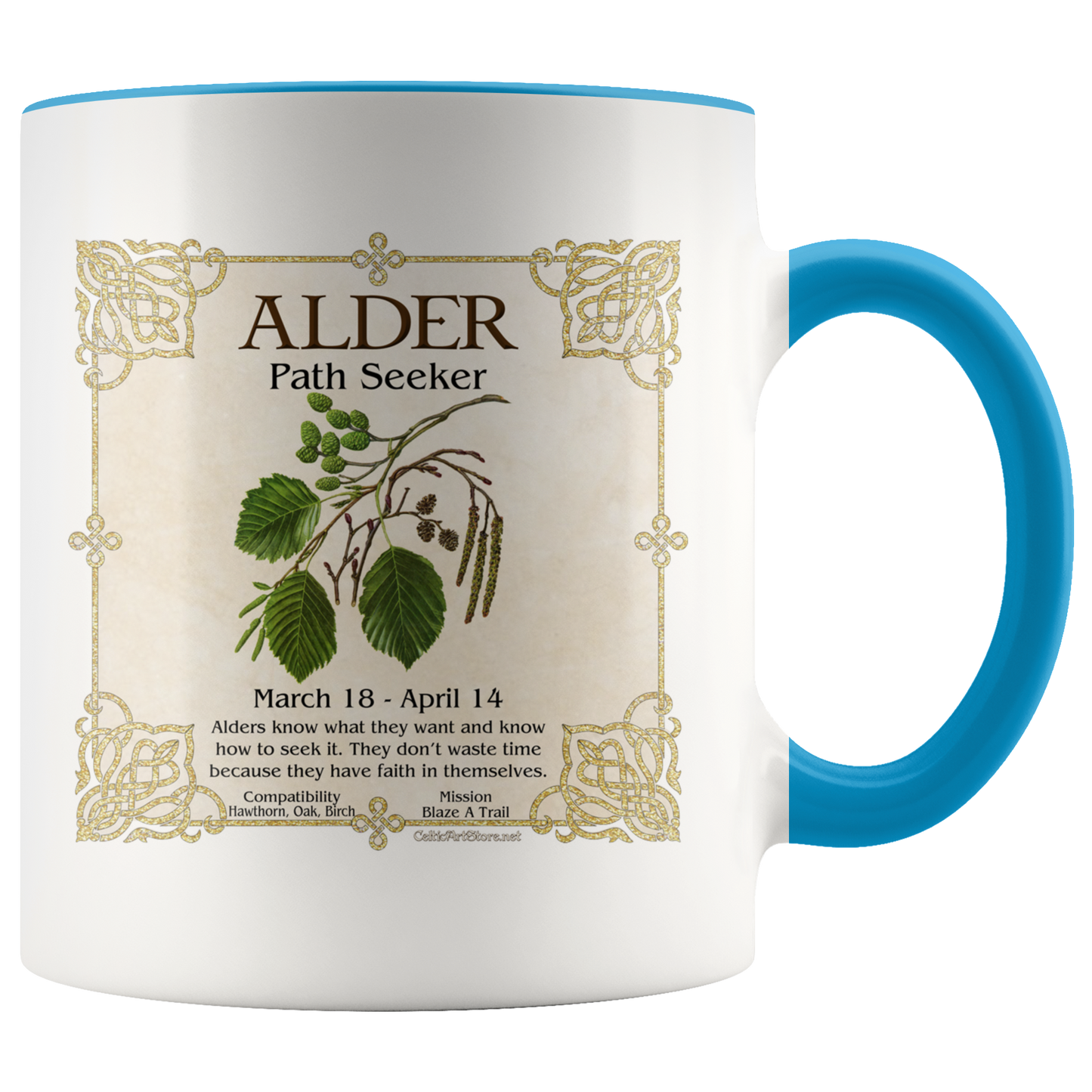 celtic tree zodiac, celtic zodiac, celtic zodiac rowan, celtic zodiac, ash, celtic zodiac alder, celtic zodiac willow, celtic zodiac hawthorn, celtic zodiac oak, celtic zodiac holly, celtic zodiac hazel, celtic zodiac vine, celtic zodiac ivy,  celtic zodiac reed, celtic zodiac elder,  celtic zodiac birch, celtic zodiac coffee mug, celtic zodiac accent mug, celtic knotwork mug,