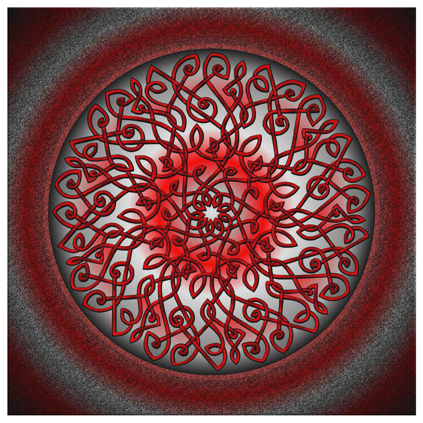Celtic Art Burst in Red and Black Canvas Wall Art