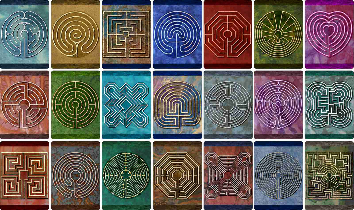 Finger Labyrinth Travel Cards - Mindful Tracing Art for Stress, Anxiety and Attention Management