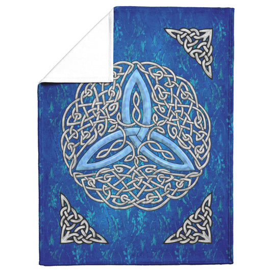 Celtic Flourish Trinity Knot Fleece Blanket - Blue
