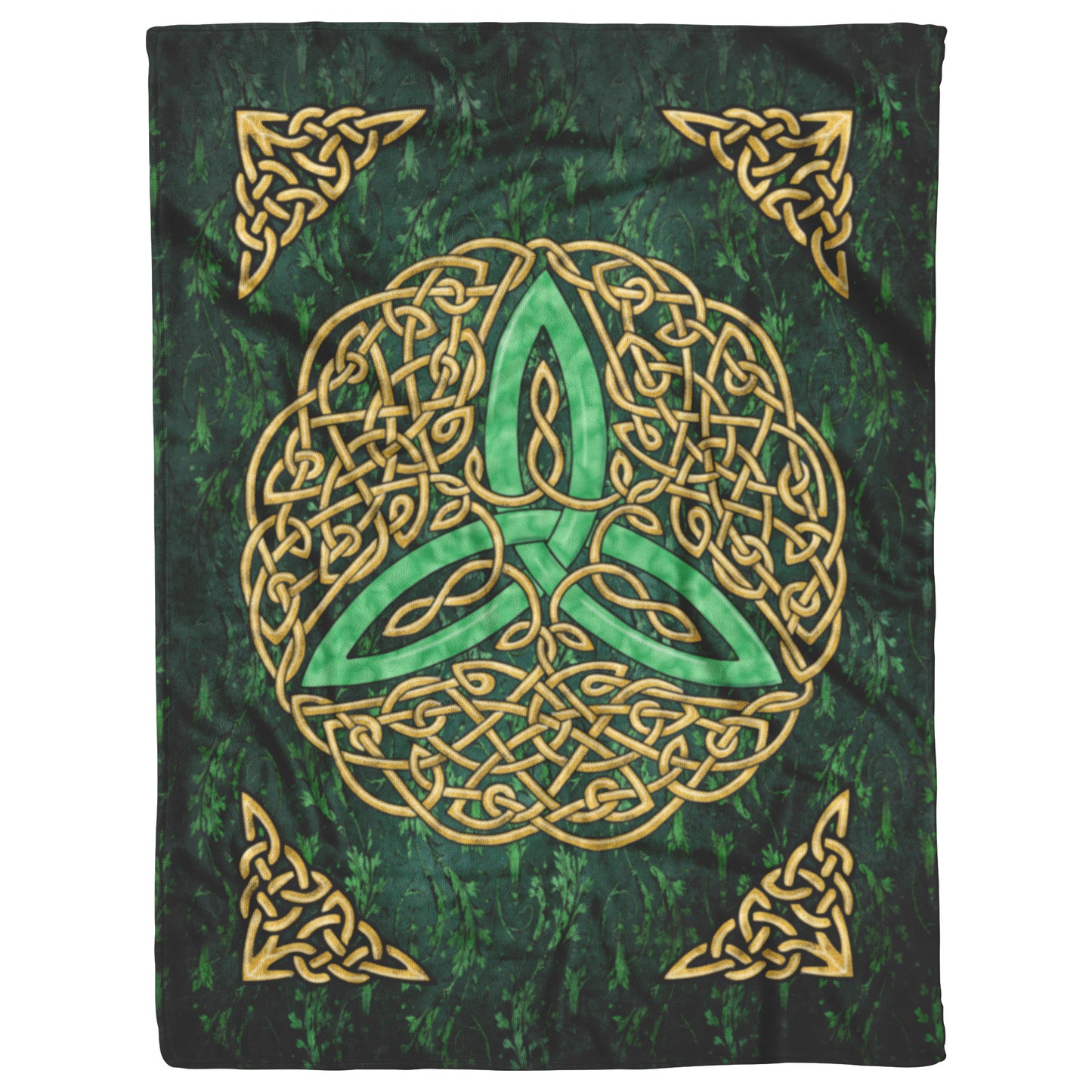 Celtic Flourish Trinity Knot Fleece Blanket - Green