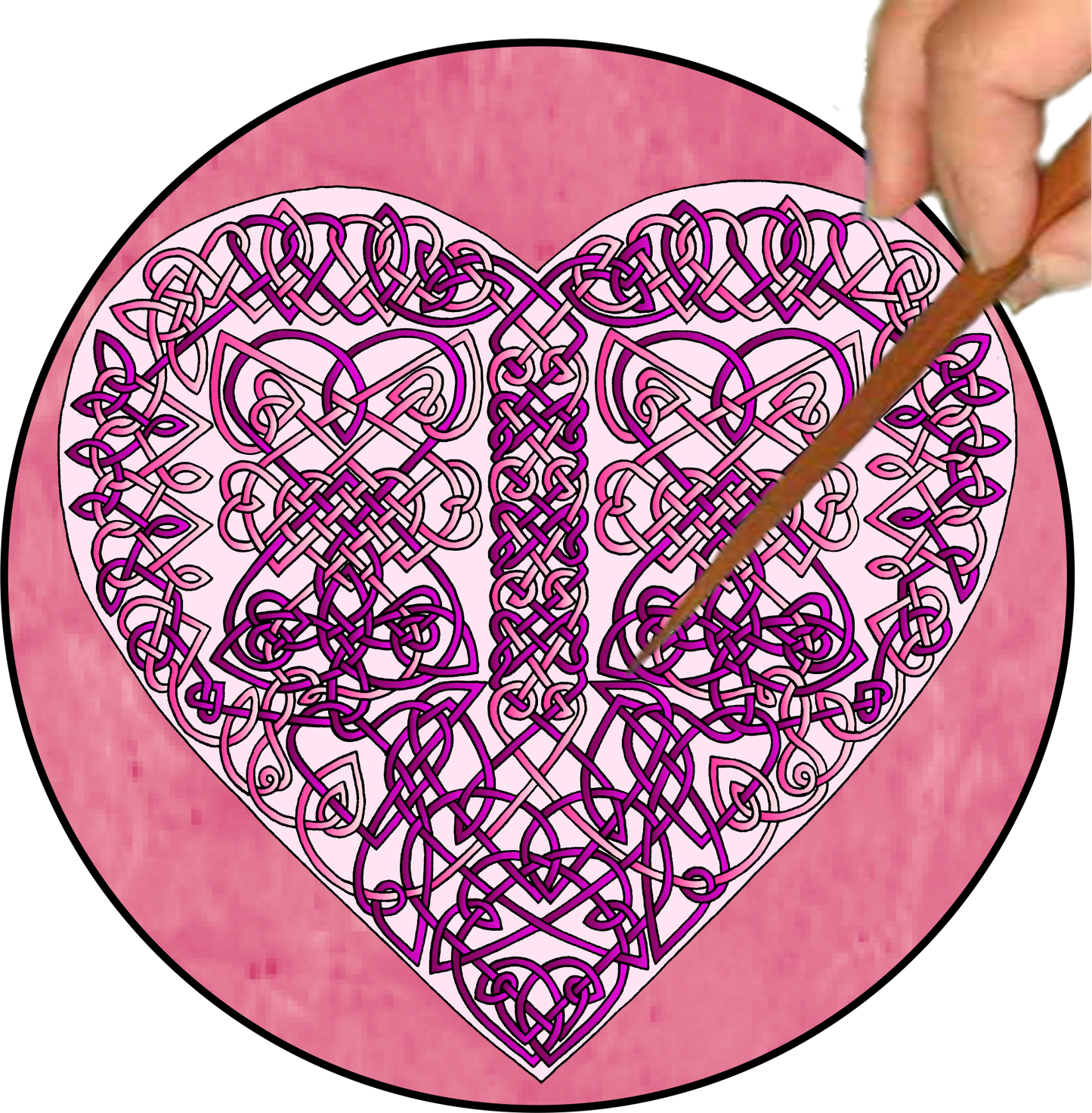 Celtic Hearts Mandalynth - Pink - Mindful Tracing Art for Stress, Anxiety and Attention Management