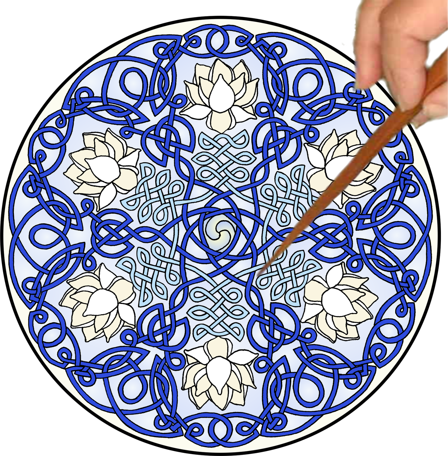 Celtic Lotus Mandalynth - Blue - Mindful Tracing Art for Stress, Anxiety and Attention Management