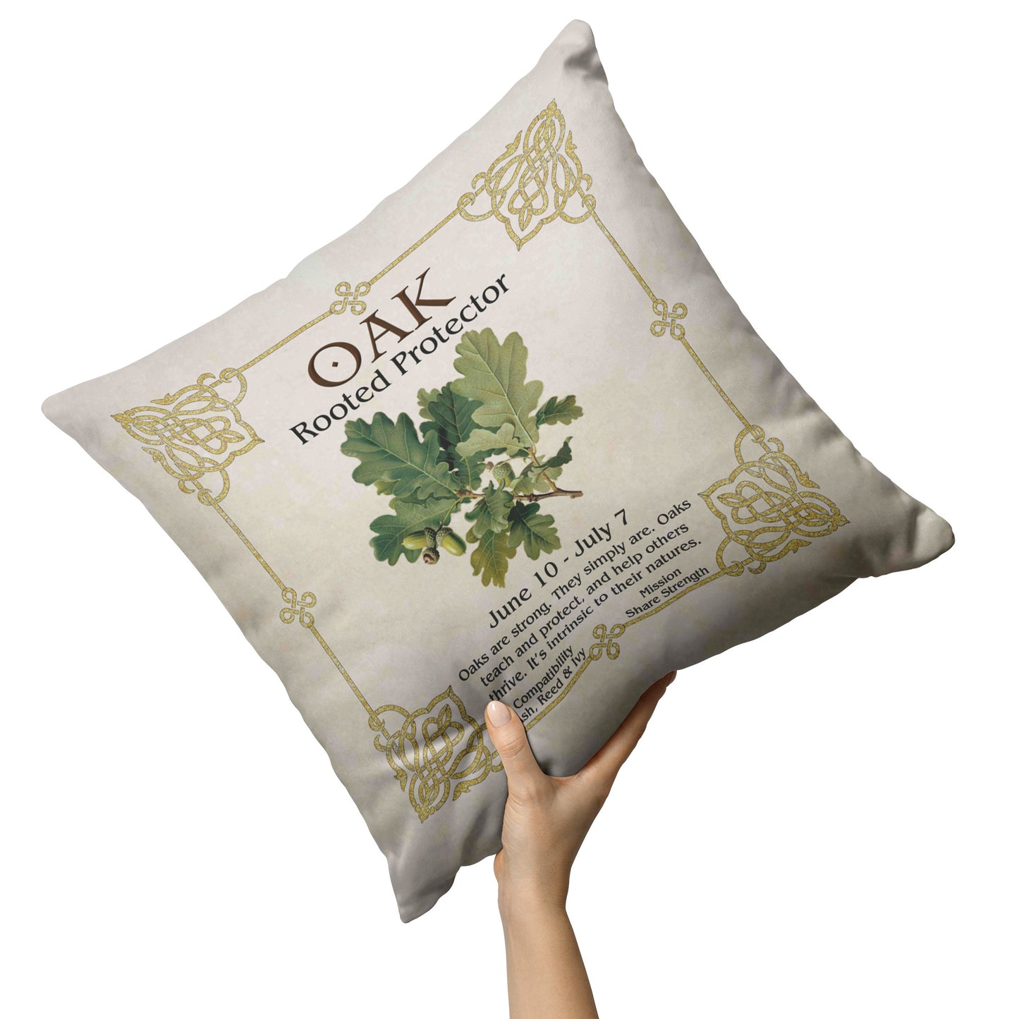 Celtic Tree Zodiac - Oak, Rooted Protector - Throw Pillow