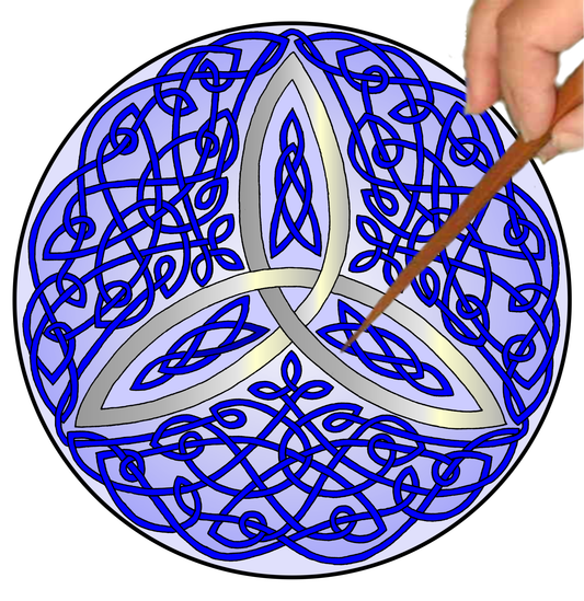 Celtic Trinity Knot Mandalynth - Blue - Mindful Tracing Art for Stress, Anxiety and Attention Management