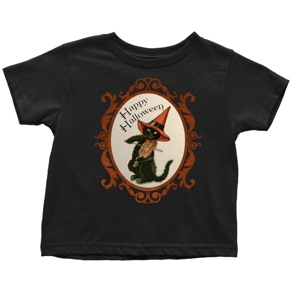 Happy Halloween Vintage Cat and Fiddle T-Shirt for Men, Women and Toddlers