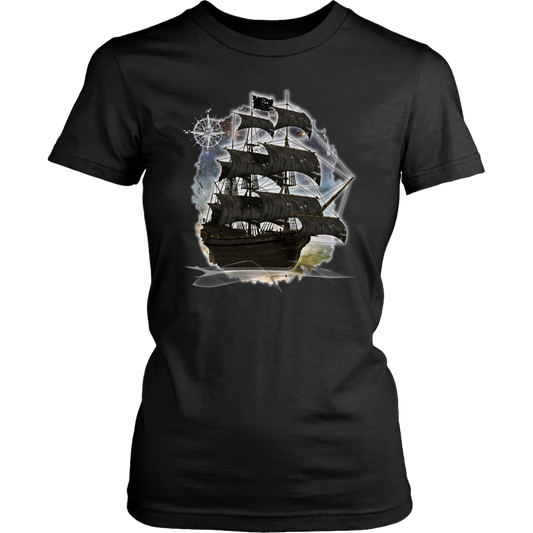 ghost ship, ghost tall ship, pirate ship, pirate art, nebula, pirate tall ship, pirates carribean, pirate star, galaxy, tall ship, compass rose, nautical, pirate captain, pirate wench, pirate scallywag, pirate shirt, pirate t-shirt