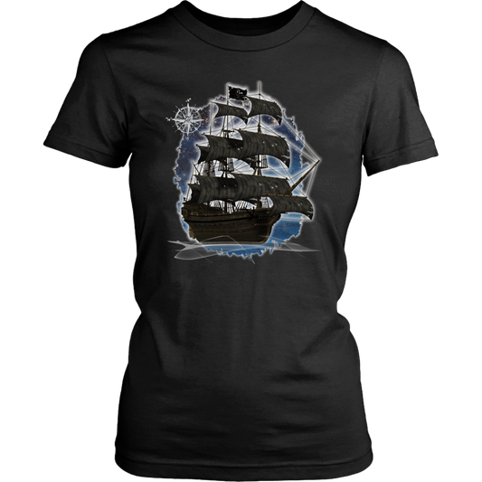 ghost ship, ghost tall ship, pirate ship, pirate art, nebula, pirate tall ship, pirates carribean, pirate star, galaxy, tall ship, compass rose, nautical, pirate captain, pirate wench, pirate scallywag, pirate shirt, pirate t-shirt