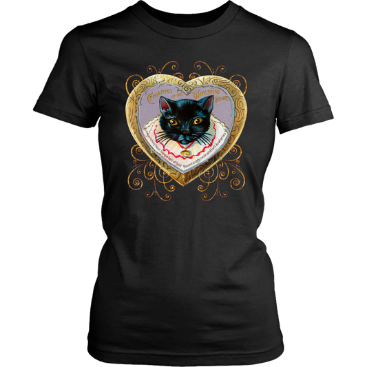 At The Witching Hour Cat and Gold Bell Vintage Women's T-Shirt