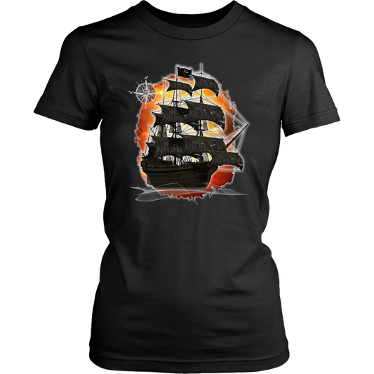 ghost ship, ghost tall ship, pirate ship, pirate art, nebula, pirate tall ship, pirates carribean, pirate star, galaxy, tall ship, compass rose, nautical, pirate captain, pirate wench, pirate scallywag, pirate shirt, pirate t-shirt