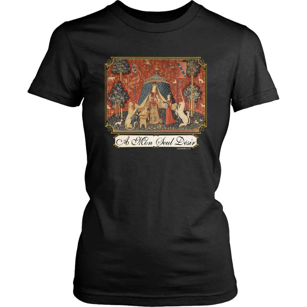 unicorn, tapestry, medieval, middle ages, renaissance, cluny museum, lion, noble lady, lady and unicorn, lady with unicorn, mille fleurs, thousand flowers, flanders, unicorn t-shirt, unicorn shirt, unicorn tee, unicorn t shirt