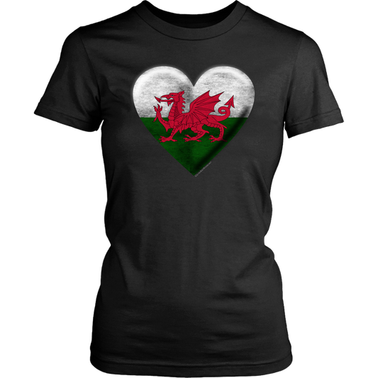 Welsh Flag Heart Women's Cotton Tee