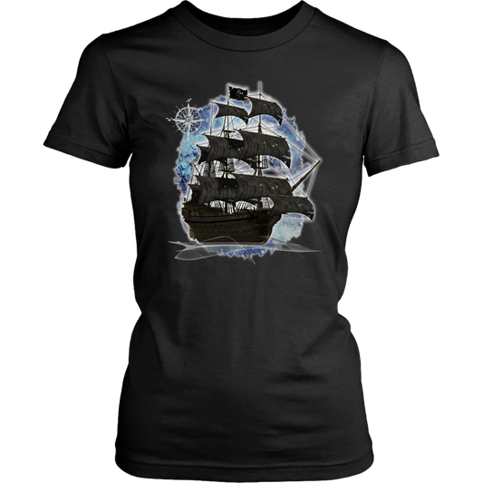 ghost ship, ghost tall ship, pirate ship, pirate art, nebula, pirate tall ship, pirates carribean, pirate star, galaxy, tall ship, compass rose, nautical, pirate captain, pirate wench, pirate scallywag, pirate shirt, pirate t-shirt