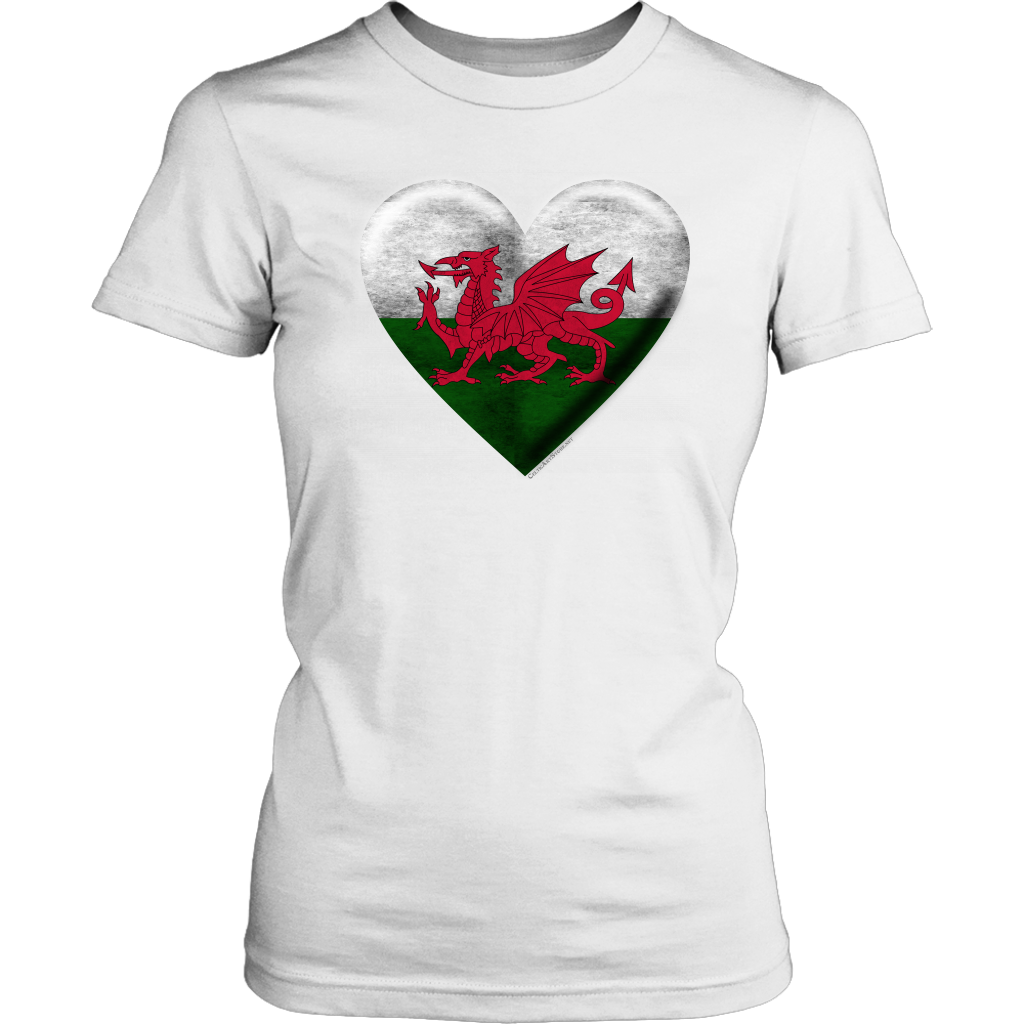 Welsh Flag Heart Women's Cotton Tee