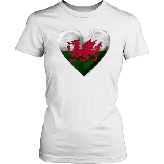 Welsh Flag Heart Women's Cotton Tee
