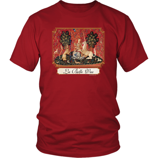 unicorn, tapestry, medieval, middle ages, renaissance, cluny museum, lion, noble lady, lady and unicorn, lady with unicorn, mille fleurs, thousand flowers, flanders, unicorn t-shirt, unicorn shirt, unicorn tee, unicorn t shirt