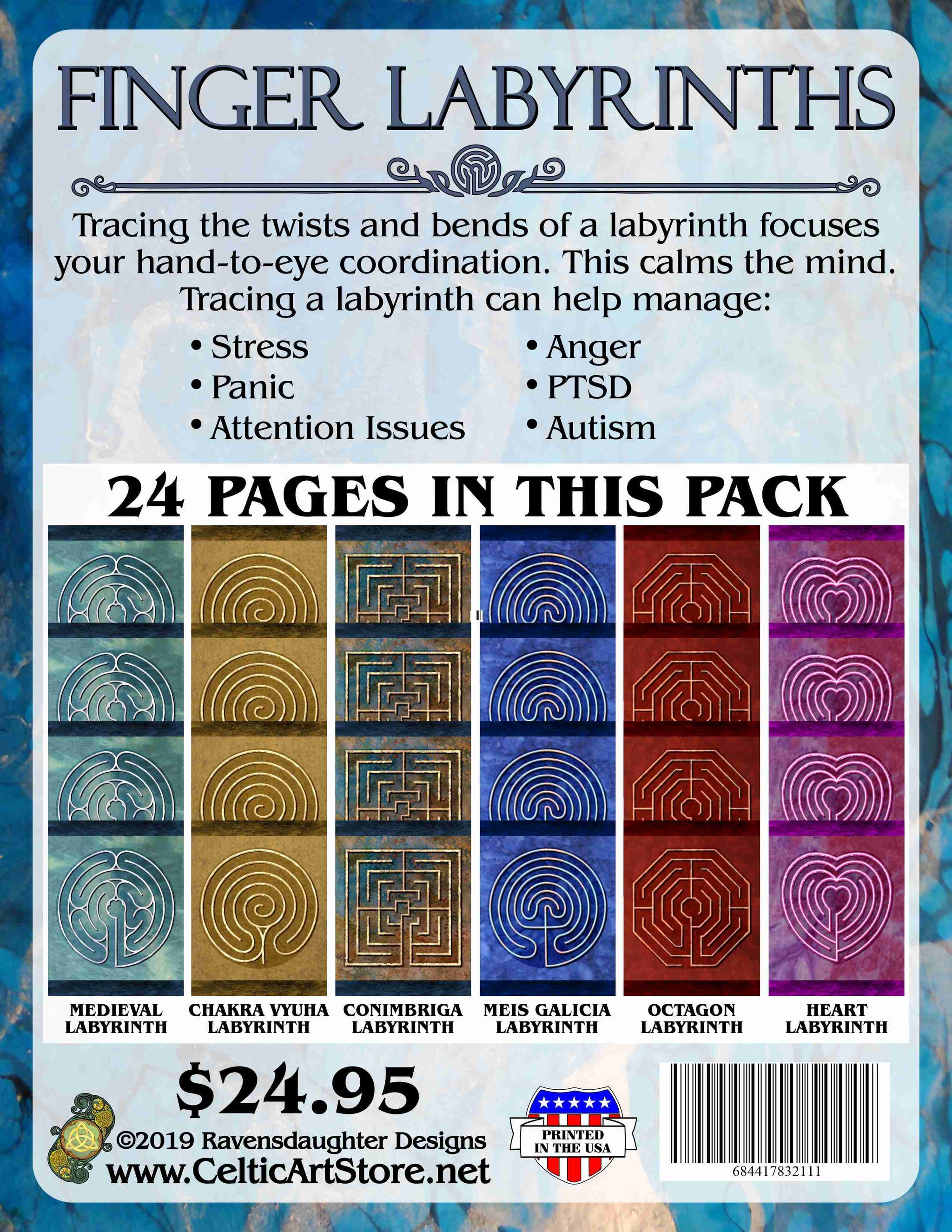 Finger Labyrinth Activity Pages Pack 1: Mindful Tracing Art – Celtic ...