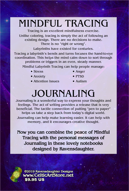mindful tracing art, labyrinth, finger labyrinth, meditation, mindfulness, therapy, journaling, stress, anxiety, anger, PTSD, ADHD, autism, management