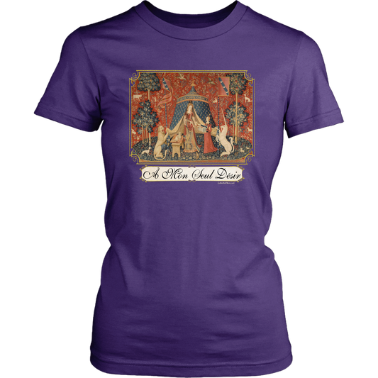 unicorn, tapestry, medieval, middle ages, renaissance, cluny museum, lion, noble lady, lady and unicorn, lady with unicorn, mille fleurs, thousand flowers, flanders, unicorn t-shirt, unicorn shirt, unicorn tee, unicorn t shirt