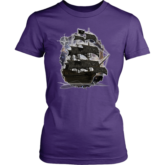 ghost ship, ghost tall ship, pirate ship, pirate art, nebula, pirate tall ship, pirates carribean, pirate star, galaxy, tall ship, compass rose, nautical, pirate captain, pirate wench, pirate scallywag, pirate shirt, pirate t-shirt,
