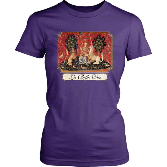 unicorn, tapestry, medieval, middle ages, renaissance, cluny museum, lion, noble lady, lady and unicorn, lady with unicorn, mille fleurs, thousand flowers, flanders, unicorn t-shirt, unicorn shirt, unicorn tee, unicorn t shirt