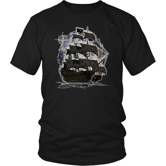 ghost ship, ghost tall ship, pirate ship, pirate art, nebula, pirate tall ship, pirates carribean, pirate star, galaxy, tall ship, compass rose, nautical, pirate captain, pirate wench, pirate scallywag, pirate shirt, pirate t-shirt, 