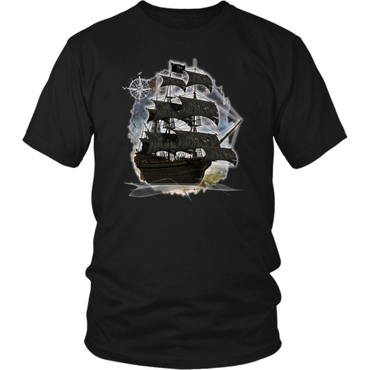 ghost ship, ghost tall ship, pirate ship, pirate art, nebula, pirate tall ship, pirates carribean, pirate star, galaxy, tall ship, compass rose, nautical, pirate captain, pirate wench, pirate scallywag, pirate shirt, pirate t-shirt