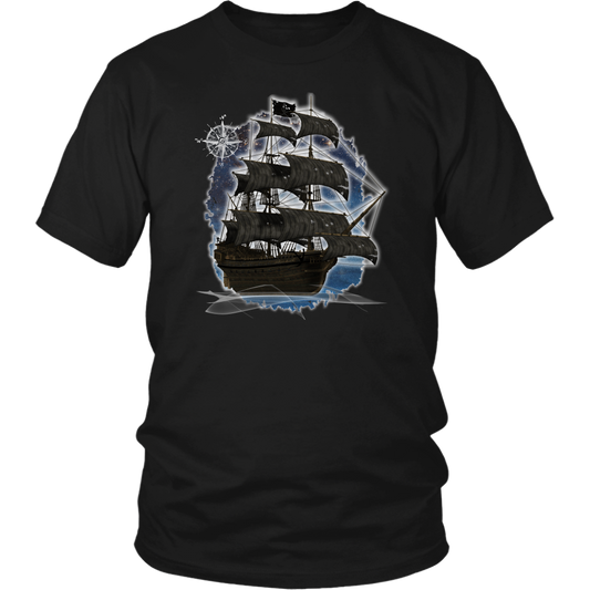 ghost ship, ghost tall ship, pirate ship, pirate art, nebula, pirate tall ship, pirates carribean, pirate star, galaxy, tall ship, compass rose, nautical, pirate captain, pirate wench, pirate scallywag, pirate shirt, pirate t-shirt