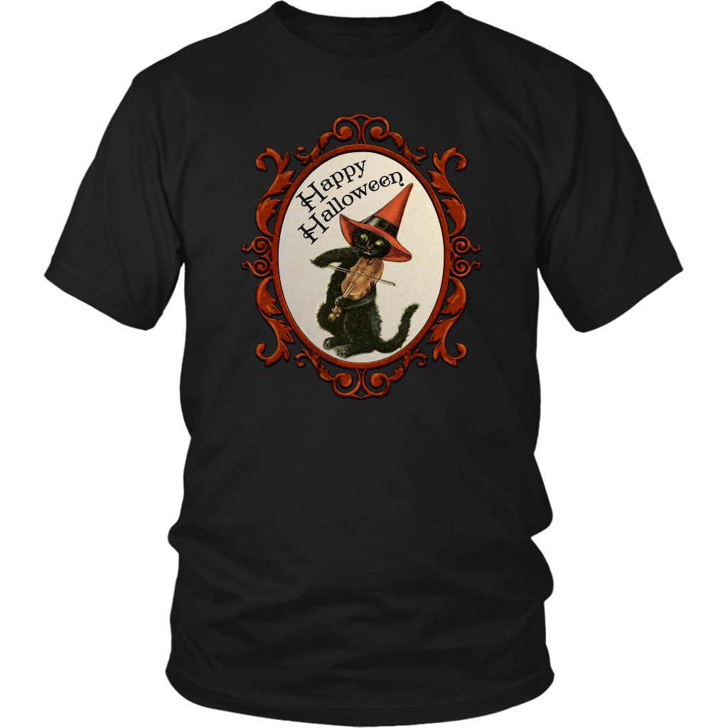 Happy Halloween Vintage Cat and Fiddle Unisex T-Shirt
