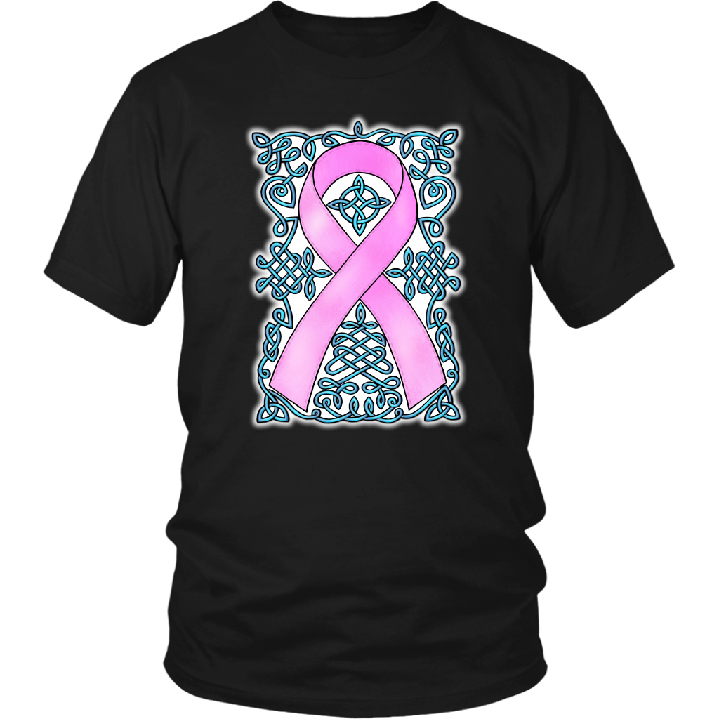 Celtic Knot Art Awareness Ribbon - Pink-Turquoise Unisex T-Shirt