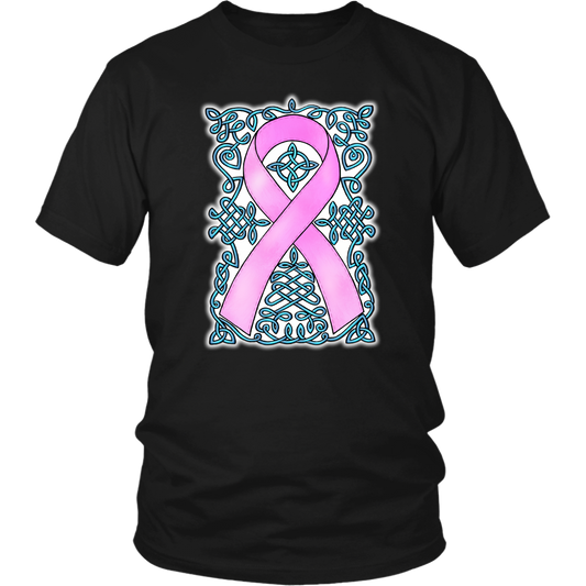 Celtic Knot Art Awareness Ribbon - Pink-Turquoise Unisex T-Shirt