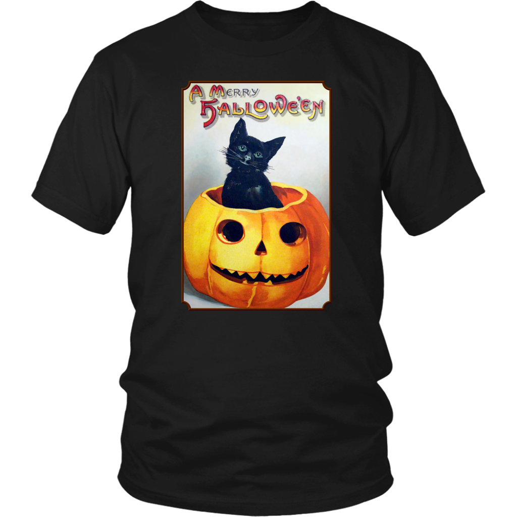 A Merry Halloween Cat in Pumpkin Unisex T-Shirt