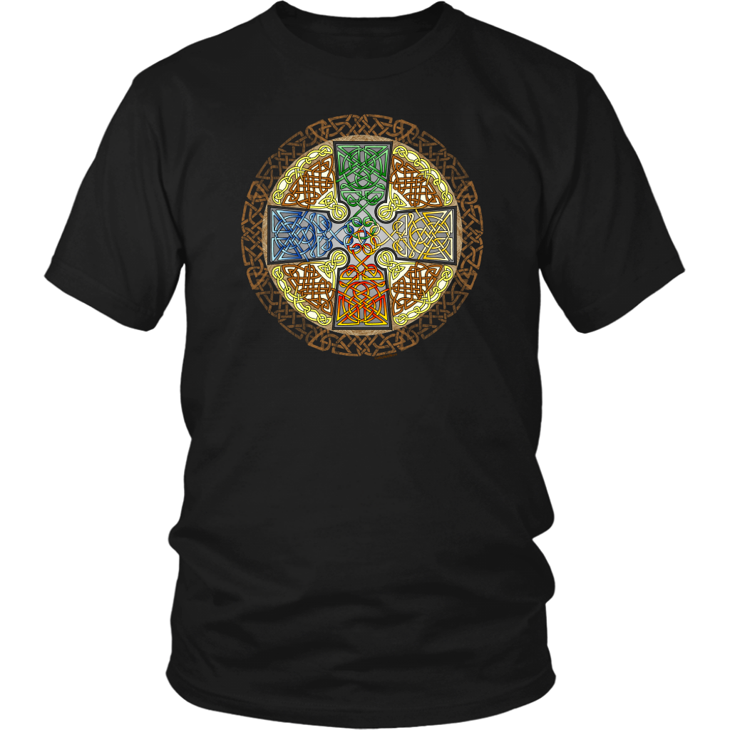 Celtic Art Cross in Elemental - Single-line Celtic Knot Unisex T-shirt