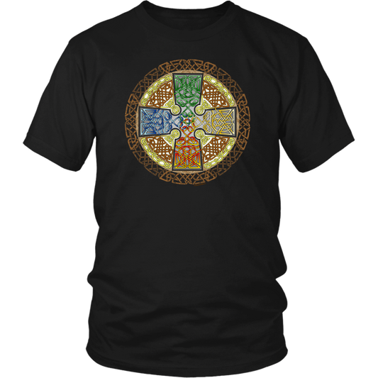 Celtic Art Cross in Elemental - Single-line Celtic Knot Unisex T-shirt