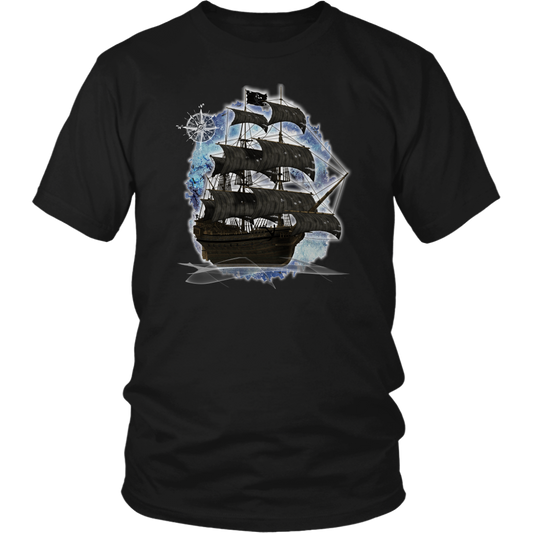 ghost ship, ghost tall ship, pirate ship, pirate art, nebula, pirate tall ship, pirates carribean, pirate star, galaxy, tall ship, compass rose, nautical, pirate captain, pirate wench, pirate scallywag, pirate shirt, pirate t-shirt