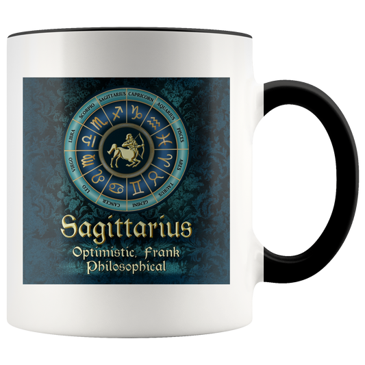 Blue Zodiac Sagittarius Astrology Accent Color Coffee Mug