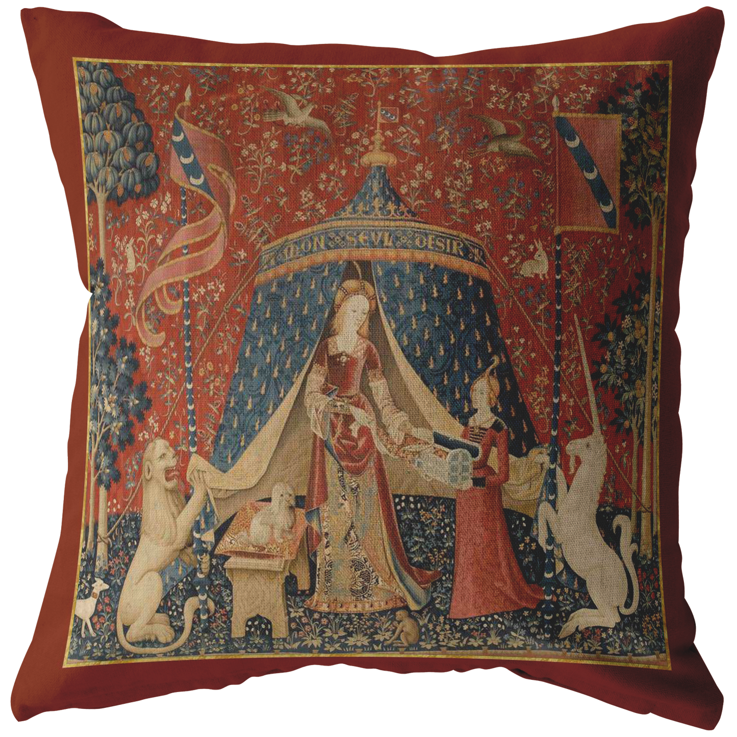 unicorn, tapestry, unicorn tapestry, unicorn tapestries, lady and unicorn, medieval tapestry, unicorn tapestries, medieval, middle ages, renaissance, Cluny Museum, lion, noble lady, maid, mille fleurs, thousand flowers, Flanders