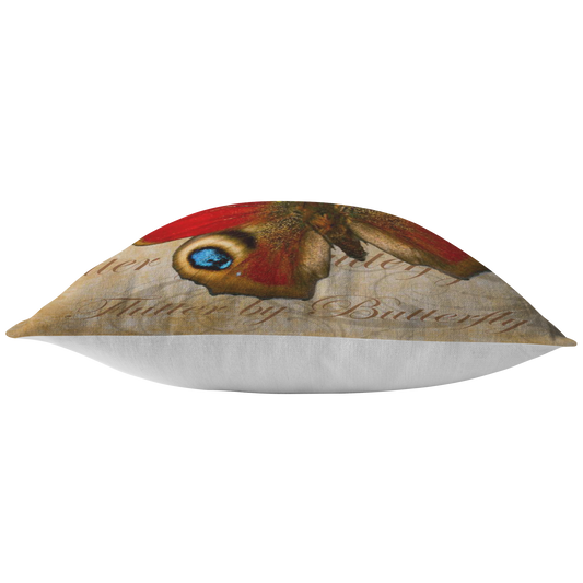 Red Butterfly Nature Digital Collage Throw Pillow
