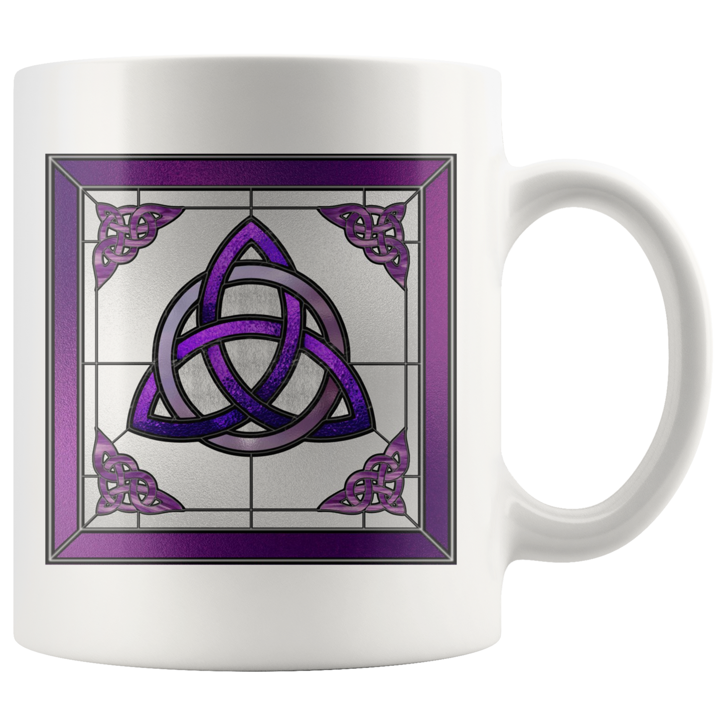 Stained Glass Celtic Triquetra Coffee Mug - Purple