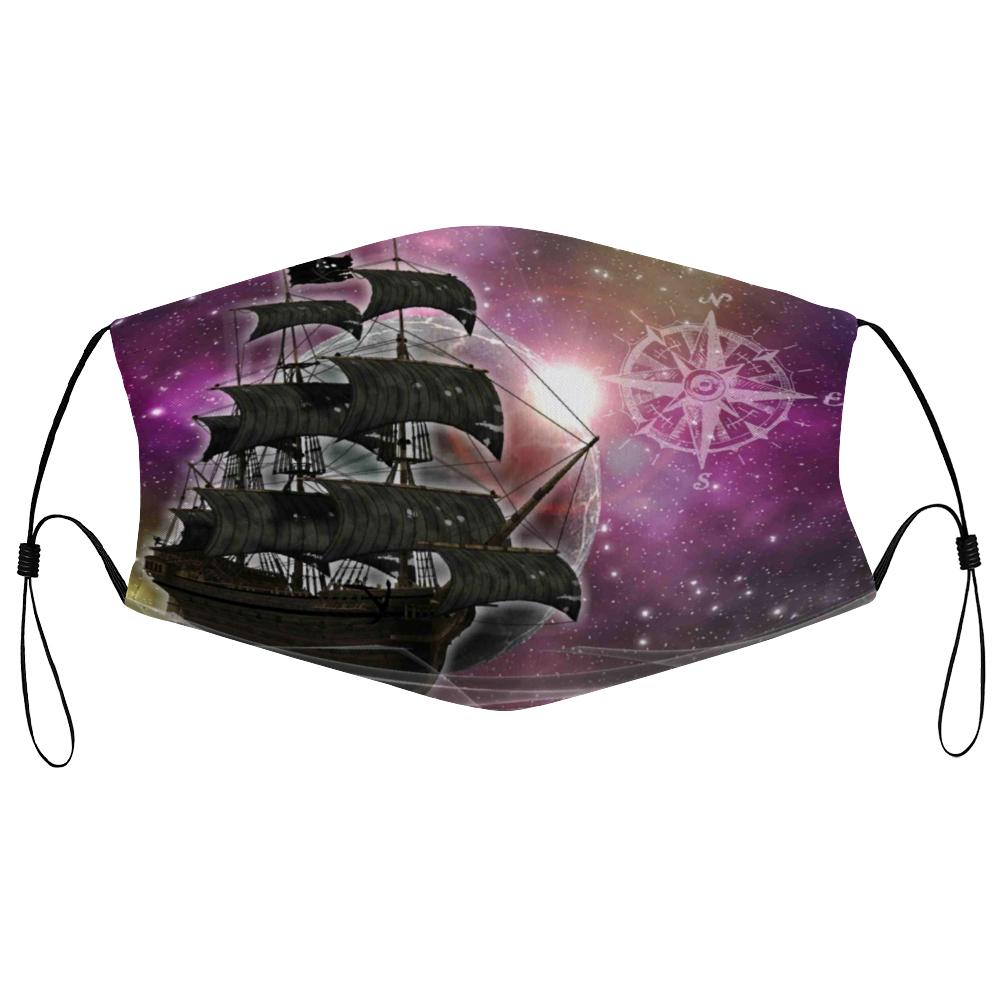 pirate ship, pirate art, nebula, pirate tall ship, pirates carribean, pirate star, galaxy, tall ship, compass rose, nautical, pirate captain, pirate wench, pirate scallywag, pirate face mask, pirate funny, face mask, filter pocket face mask, filter face mask, nose wire face mask,