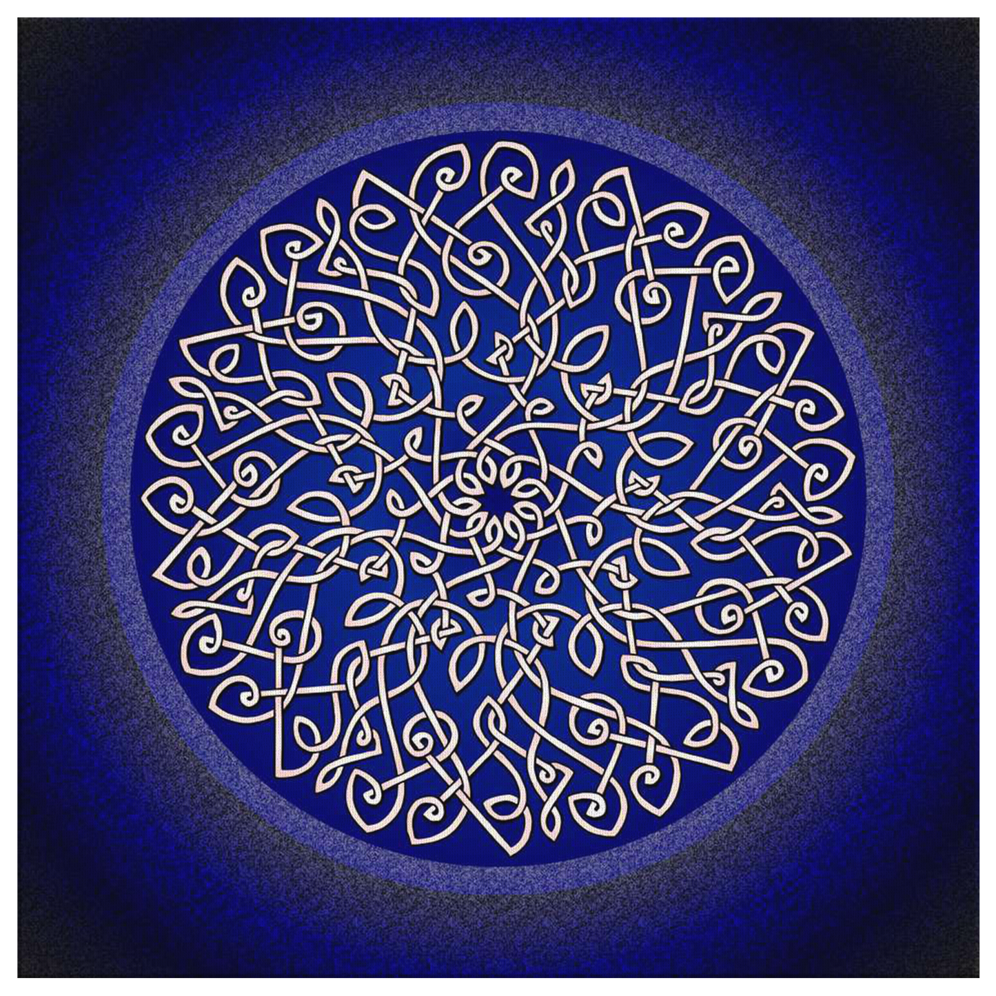 Celtic Art Burst in Dark Blue Canvas Wall Art