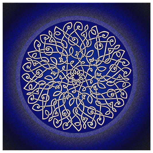 Celtic Art Burst in Dark Blue Canvas Wall Art