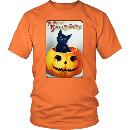 A Merry Halloween Cat in Pumpkin Unisex T-Shirt