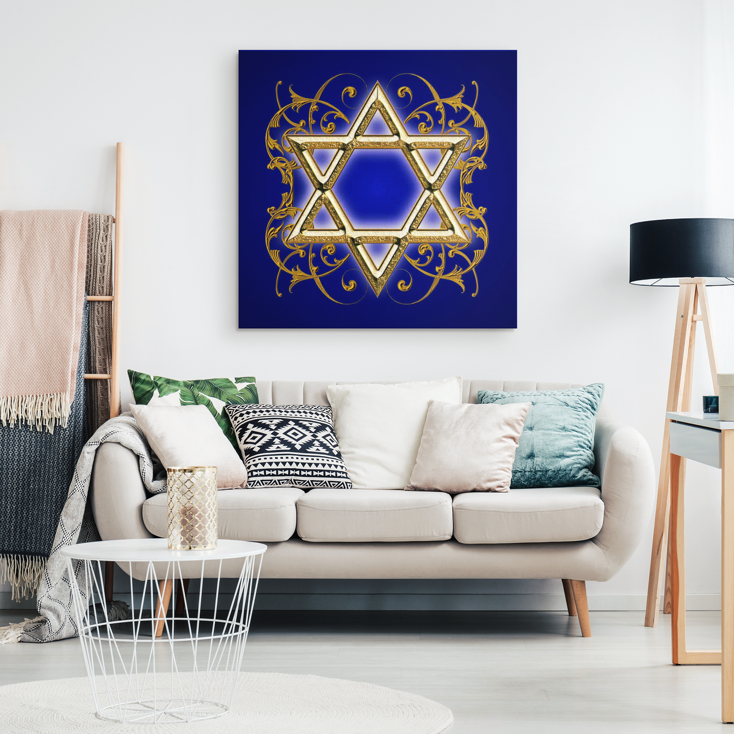 Gold Star of David Stretch Canvas Print – Celtic Art Store by Ravensdaughter