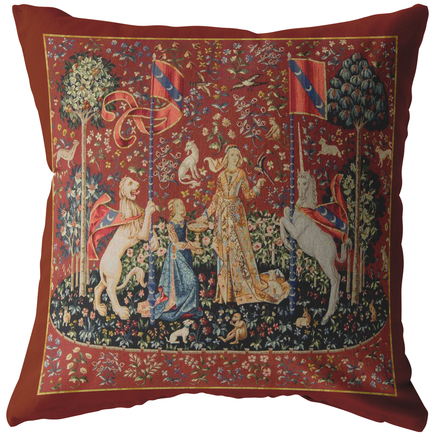 unicorn, tapestry, unicorn tapestry, unicorn tapestries, lady and unicorn, medieval tapestry, unicorn tapestries, medieval, middle ages, renaissance, Cluny Museum, lion, noble lady, maid, mille fleurs, thousand flowers, Flanders