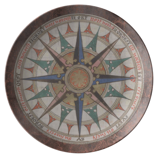 Compass Rose Dinner Plate Brown-Blue